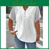 Simple V Neck Casual Summer Blouse Large Size Short Sleeve Fashion Elegant Buttons Shirts Ladies Solid Color Office Tops Elegant Sweet Clothing