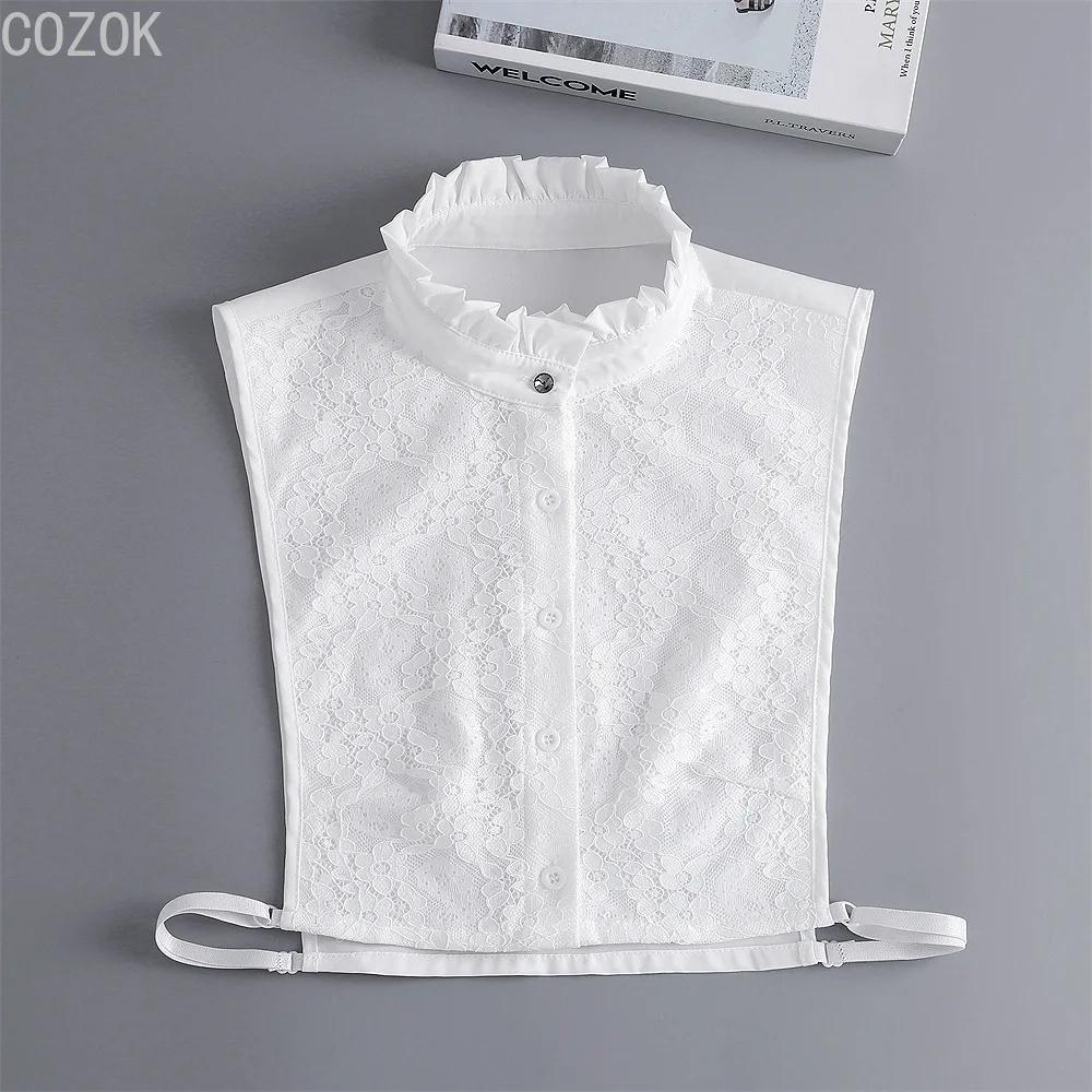 Fashion Women's Embroidery Shirt Fake Collar Removable Mujer Faux Cols White Sweater False Collar Lapel Shirt Blouse Detachable