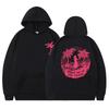 Womens Oversized Hooded Sweatshirt Loose Fit Streetwear Long Sleeve Cotton Blend Floral Print Casual Top
