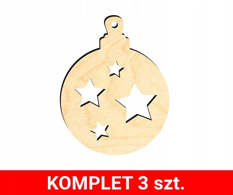Ozdoby świąteczne choinkowe drewniane z1 3 szt.