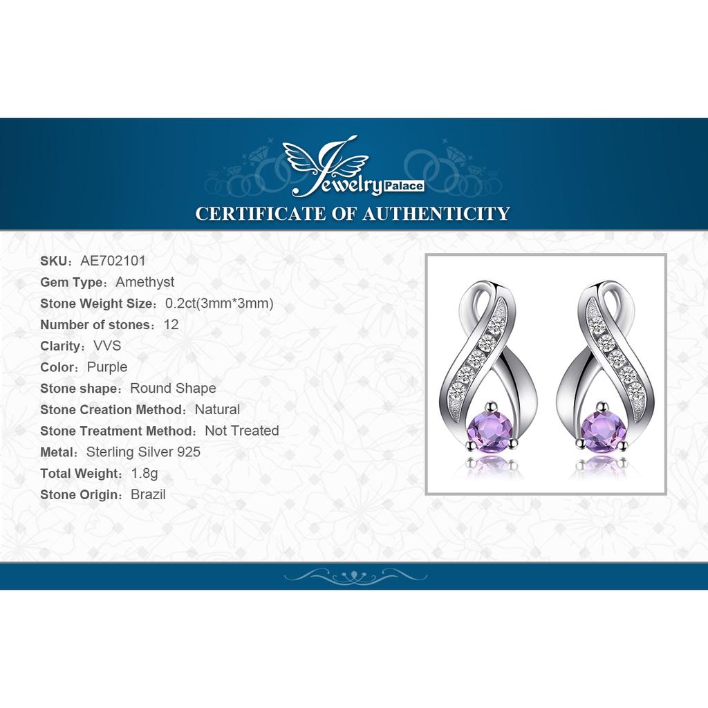 Ювелирные изделия Palace Infinity Подлинный натуральный фиолетовый аметист 925 пробы стерлингового серебра серьги-гвоздики для женщин модные серьги с драгоценными камнями