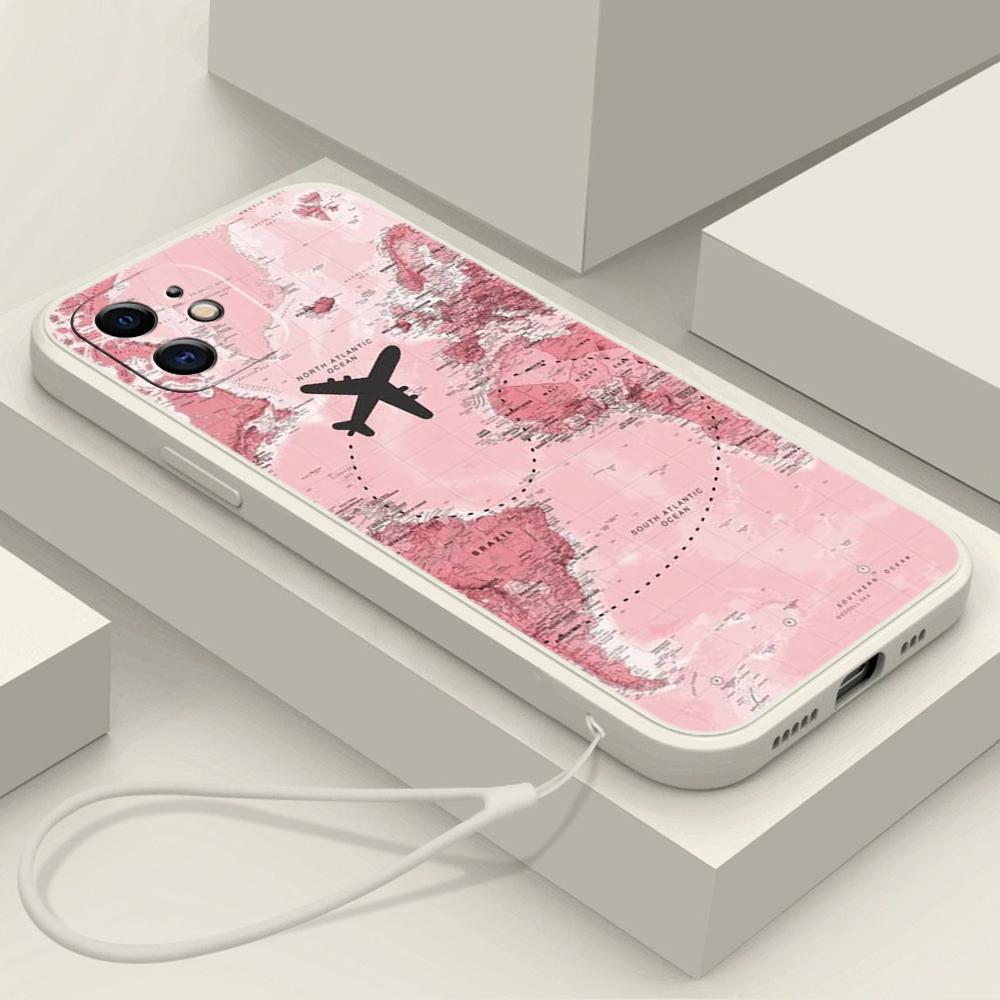 N90 Maps арт-дизайн с ремешком Силиконовые чехлы для телефонов с прямыми краями для Xiaomi Poco X5 F6 Redmi Note 13 Pro 12C Realme C55 Противоударный чехол Huawei