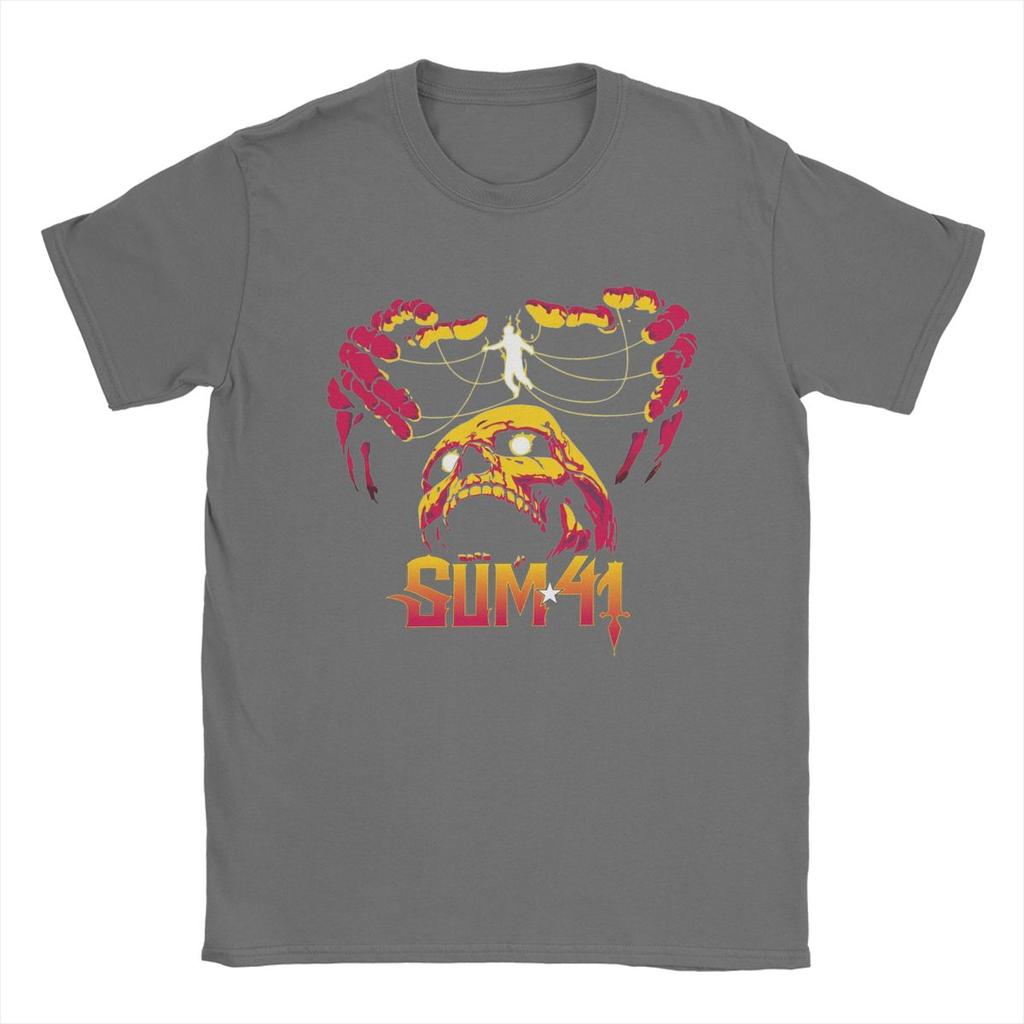 Мужская футболка The String Skull Sum 41 Band SUM41 Панк Смешная Хлопковая Футболка с Круглым Вырезом и Коротким Рукавом Футболки Топы с Графическим Принтом