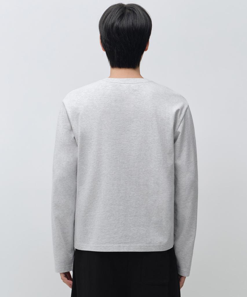 MUSINSA STANDARD Regular Long Sleeve Crop T-Shirt [Melange Light Gray]