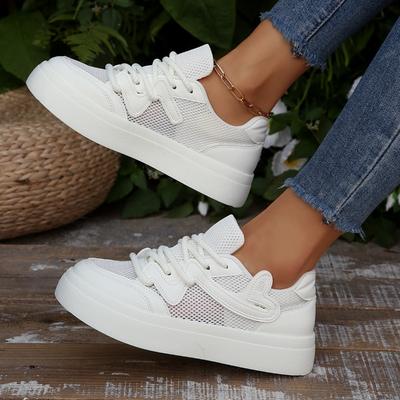 Женская вулканизированная обувь Дышащая сетчатая спортивная обувь Толстая подошва Повседневная обувь Женские кроссовки Обувь для скейтборда Tenis Mujer