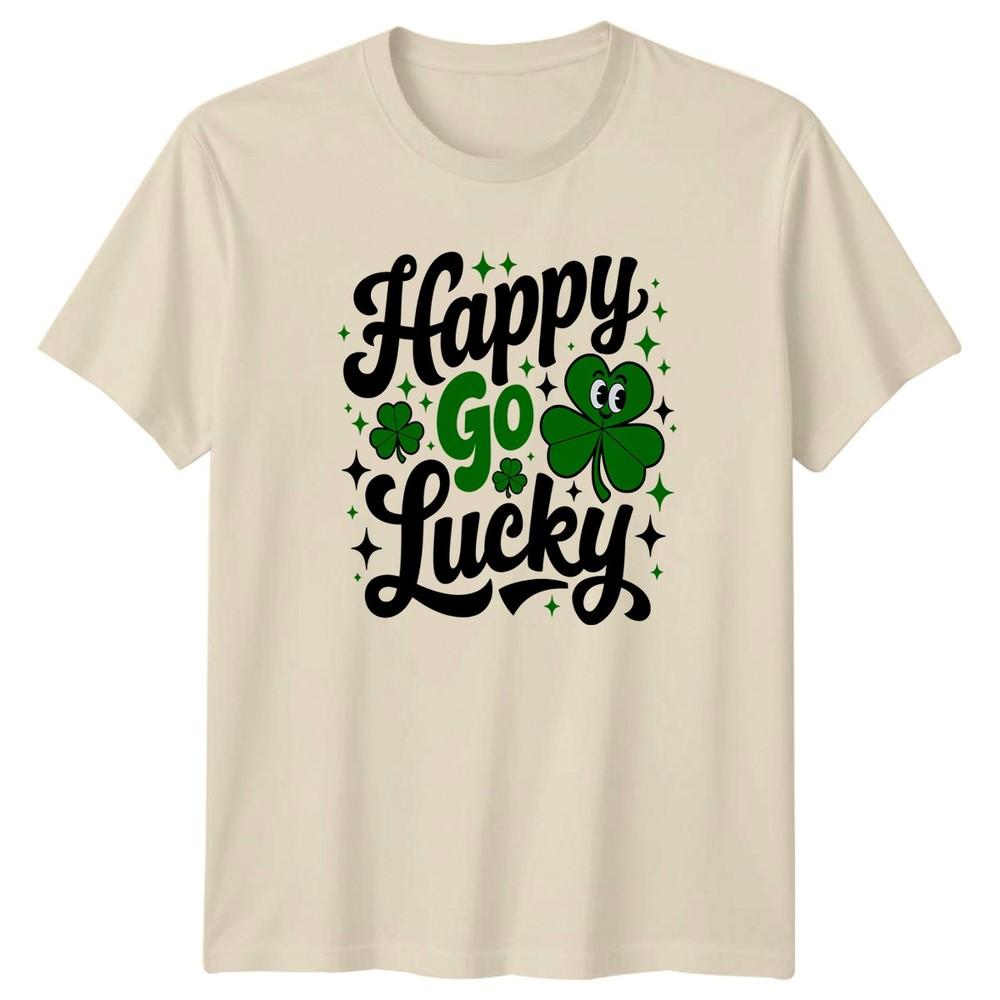 Happy Go Lucky TShirt Shamrock Irish St Patricks Day
