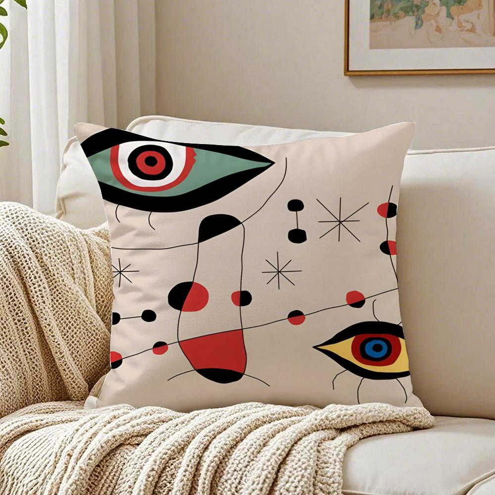 JJoan MMiro Abstract Art Painting Cushion Cover Linen Pillowcase Soft  for Sofa Bed Home Room Decor