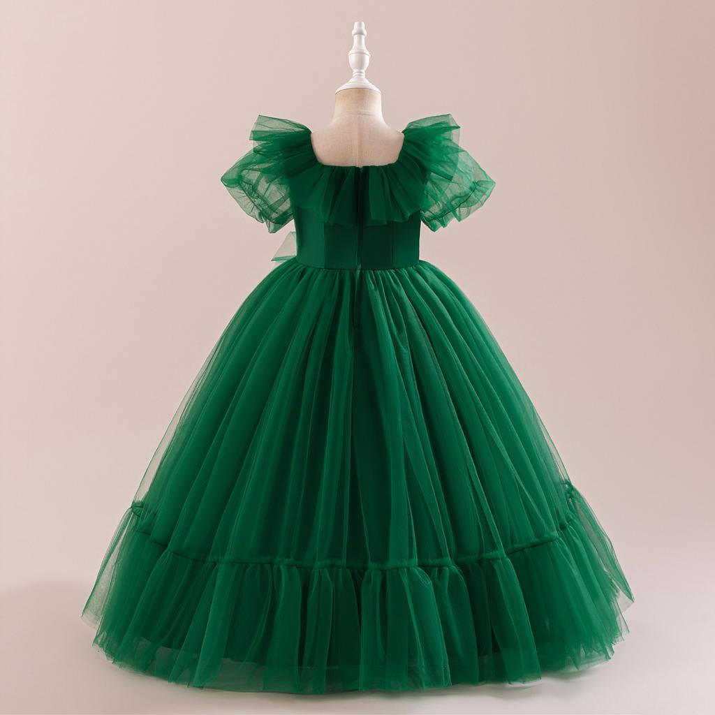 Платье принцессы для девочек-цветочниц на свадьбу, летнее детское торжественное длинное платье с бантом для школьного вечера, вечеринки, детского новогоднего платья LP-523