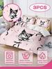 Sanrio Kuromi Комплект пододеяльника Постельное белье Комплекты одеял Двуспальный King Size 3D Детский комплект постельного белья 3 предмета
