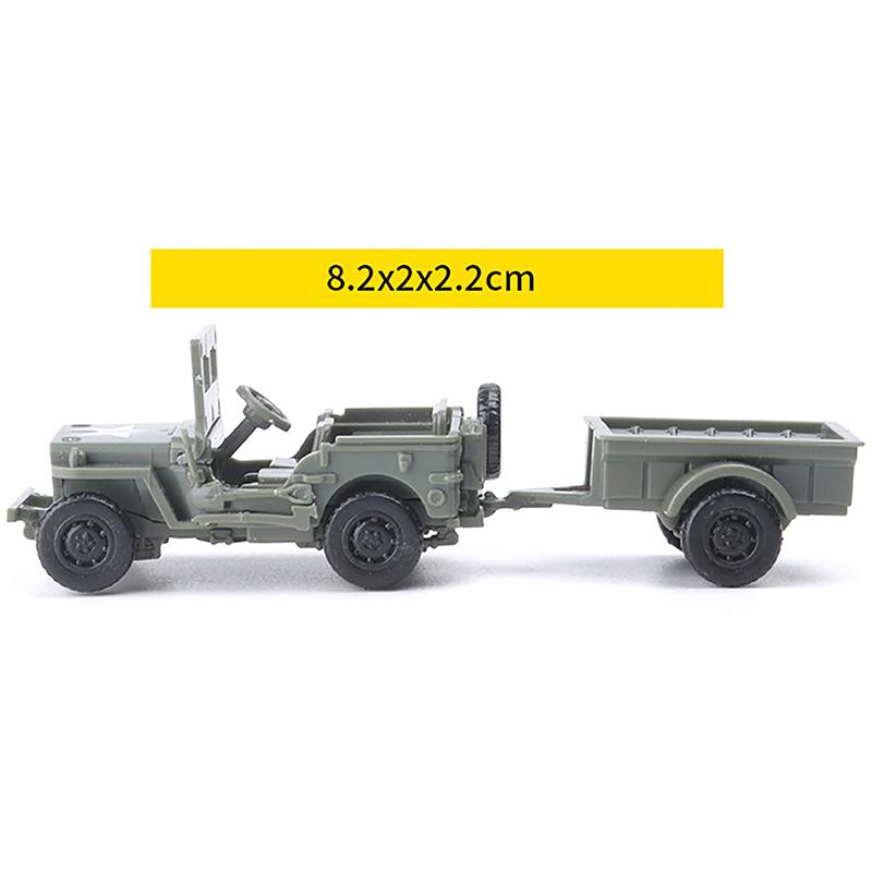 1:72 WWII Willys Jeep с подвесным ведром 8 см Военный транспорт Автомодель для сборки Игрушки
