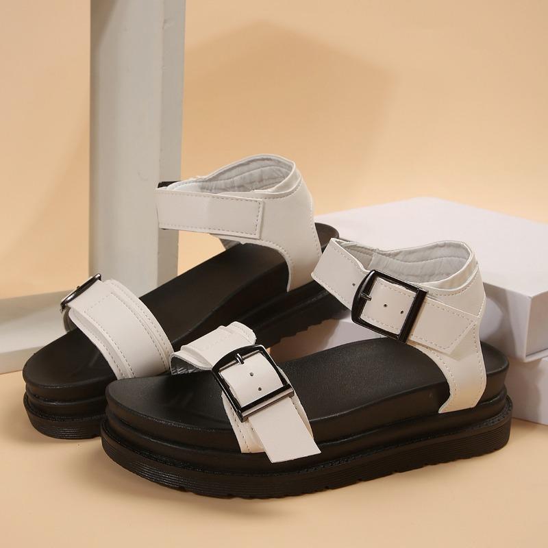 Летние римские сандалии на толстой подошве, однотонные, с мягкой подошвой