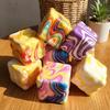 7cm Cheese Squeezed Cube Super Soft Cheese Stress Ball Portable Squishy Toy  Office