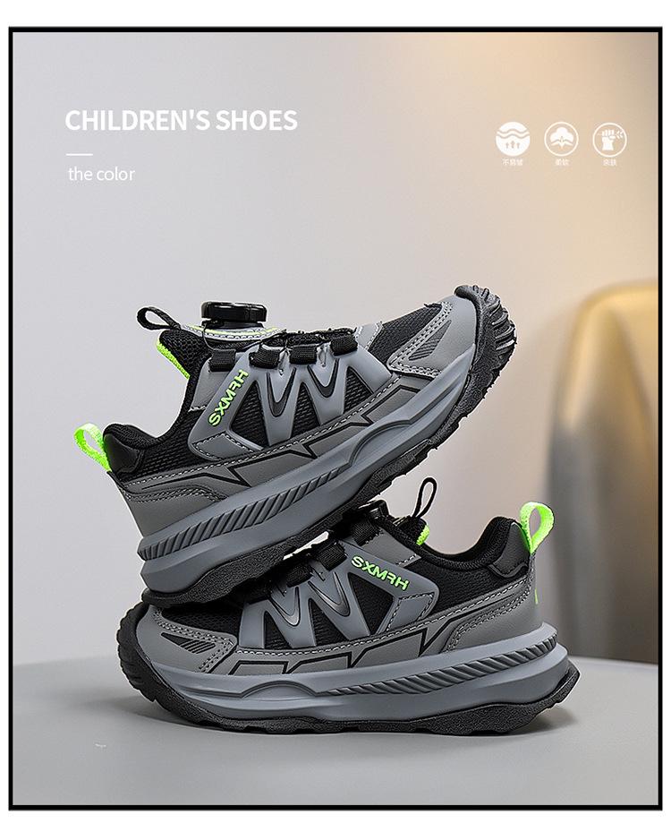 W.KIDS Multi-Color Fleece-Lined Sports Shoes with Fashionable Patchwork, Cool Buckle Design, Warm & Comfortable.