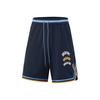 Li Ning Badfive Letter Splicing Mid-Rise Drawstring Breathable Versatile Basketball Shorts Men Shorts Deep-Navy-Blue AAPV023-7