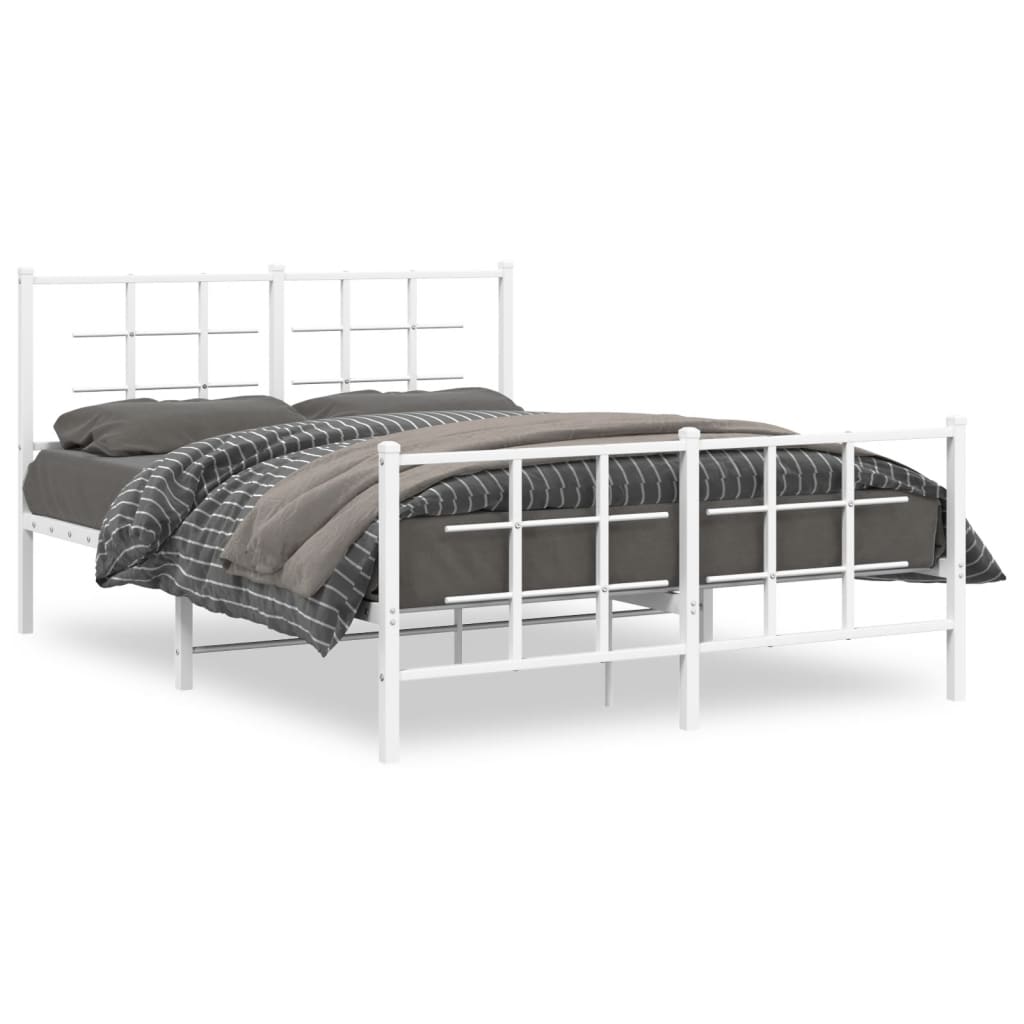 Vidaxl Металлическая Рама Кровати С Изголовьем И Изножьем, Белая, 140X190 См