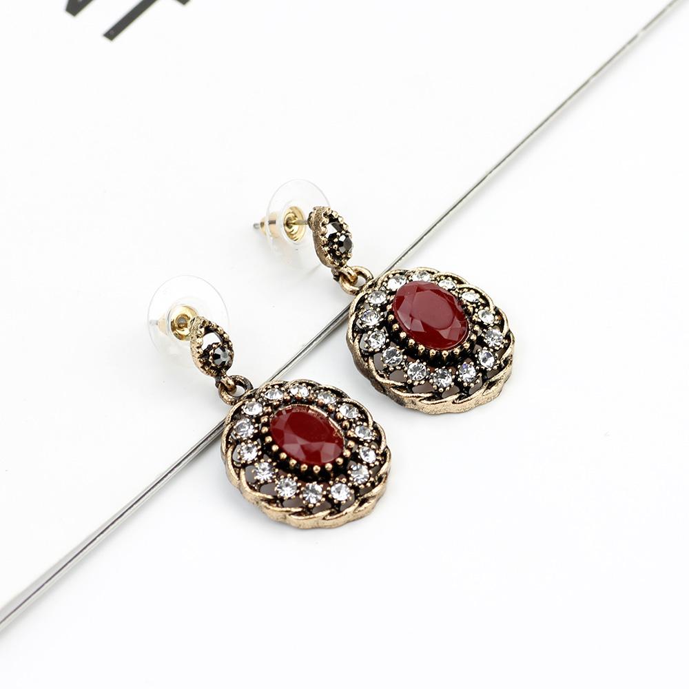 Винтажные висячие серьги золотого цвета, круглые серые серьги с кристаллами, Этнические женские свадебные украшения, античный подарок любви