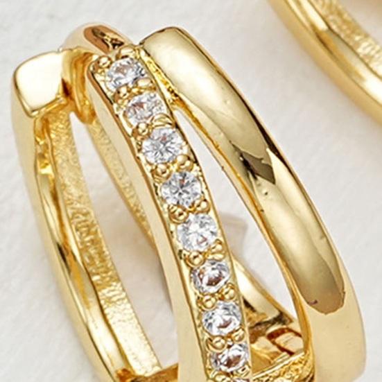 1 пара женских полированных гладких круглых серег Huggie со стразами C-образной формы, гальванические украшения для ушей, ювелирные изделия