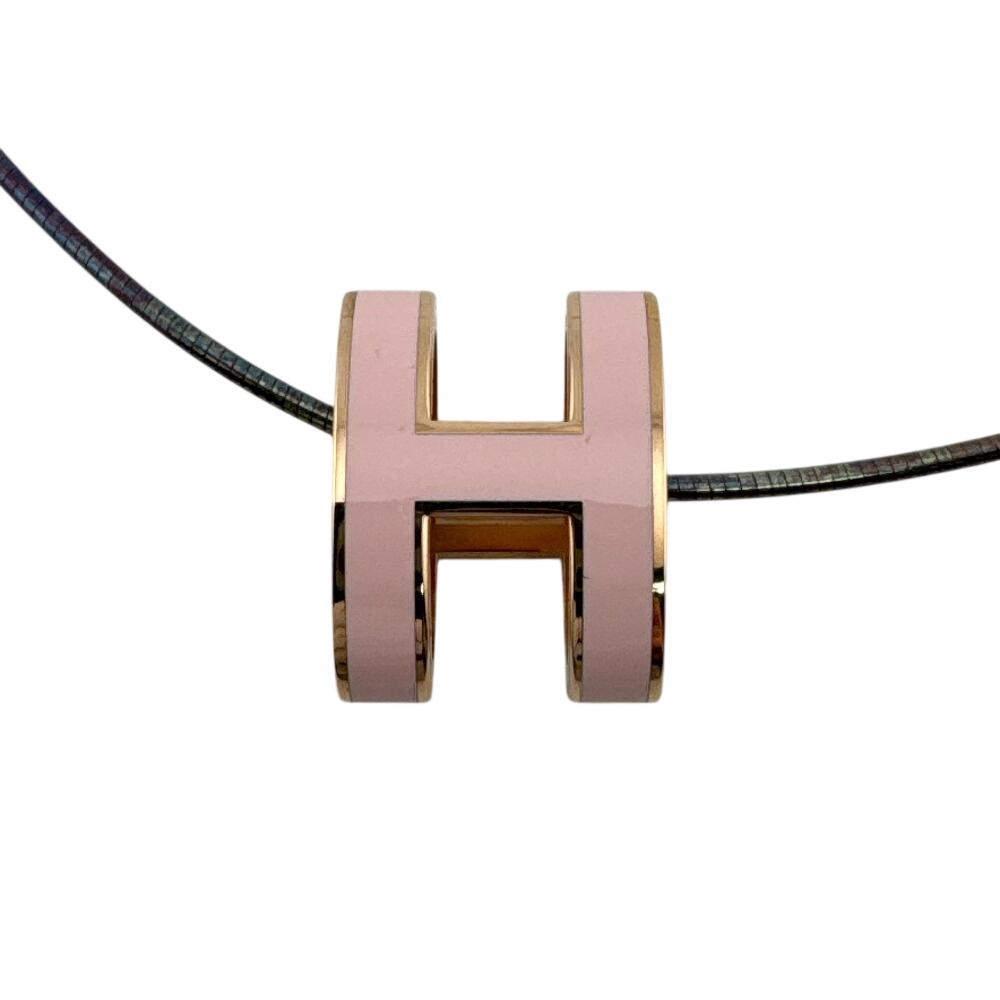 HERMES Pop H Dragee metal Pop ash Necklace pink metal Used
