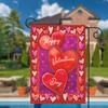 Valentines Day Garden Flag, Valentine House Flags, Love Hearts Tree Red Truck With Rose Flowers Flags, Valentines Day Decorations