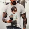 Sunglasses Men's T-Shirt Cool Male Figure Pattern 3D Printing Tees Fashion Short Sleeve T-shirts Oversized Men Clothing Tops New