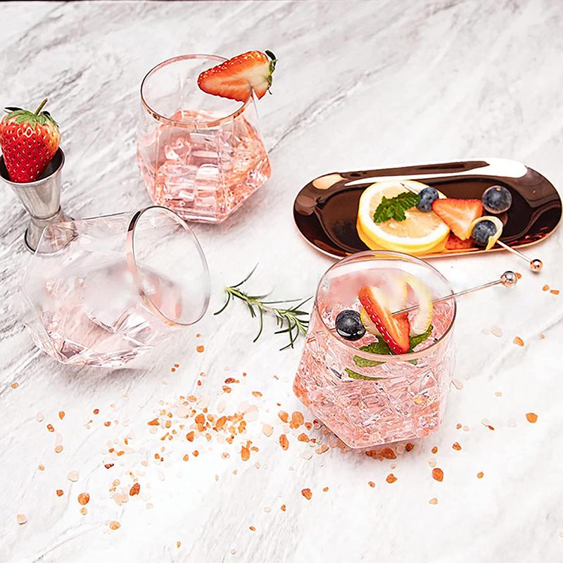 Европейский стиль, алмазное стекло с золотой кромкой, шестиугольный пластиковый бытовой прозрачный бокал для виски, шестиугольный бокал для иностранного вина