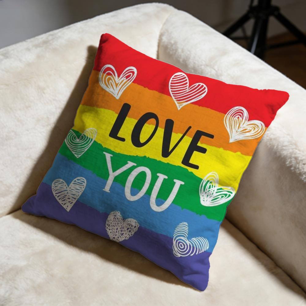 Homosexual Rainbow Flag Cushion Cover Soft Decorative Pillow Case Suitable for Bedroom Sofa Car Travel Use