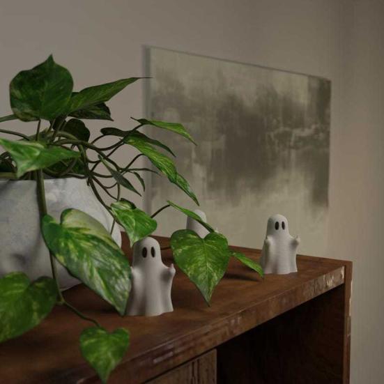 Хэллоуин Фигурка Привидения Милый Маленький Кот/Собака/Привидение с Средним Пальцем Украшение 3D Печать Белое Привидение Настольное Украшение для Домашнего Декора