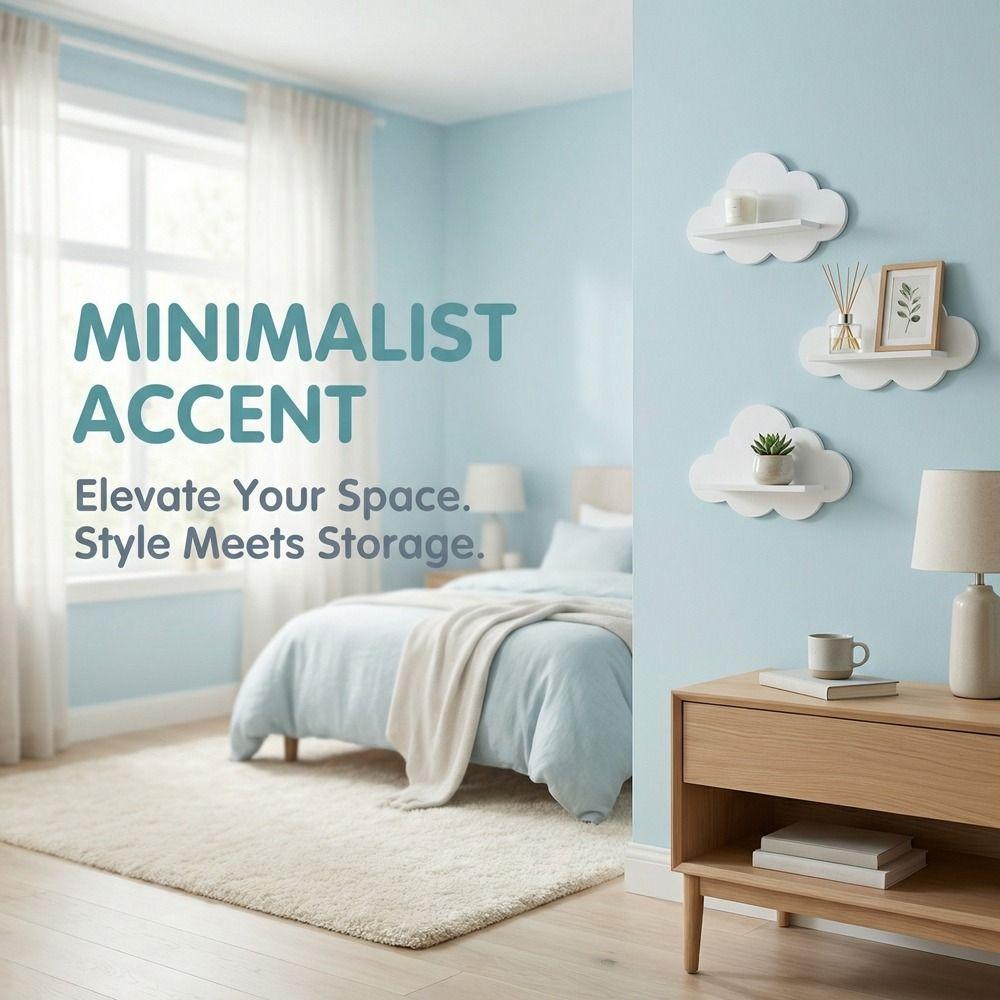 Durable Floating Shelf Minimalist Cloud Shape Shelf Home Decorative Wall Storage Rack  Bedroom