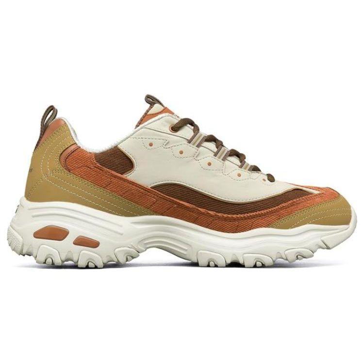 Skechers DLites 1.0 Молочный Чай Медведь Кленовый Латте Ткань Синтетическая Кожа Ретро Цветовой Блок Прочные Низкие Папины Кроссовки Женская Сникер 149906-TPNT