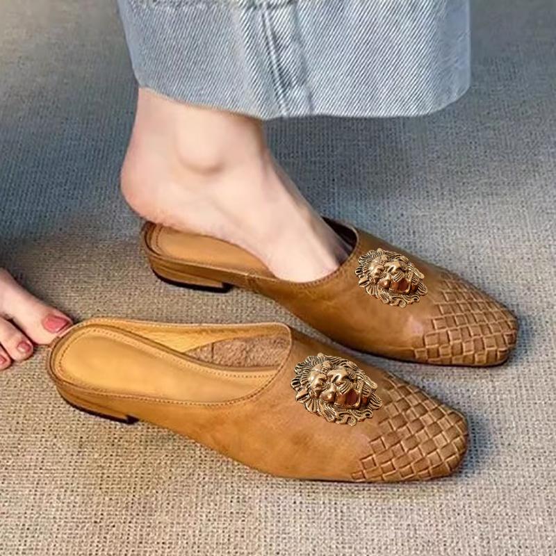 Овечья шкура версия французской ретро плетеной повязки на голову полутапочки модная и ленивая женщина можно носить на улице одной ногой