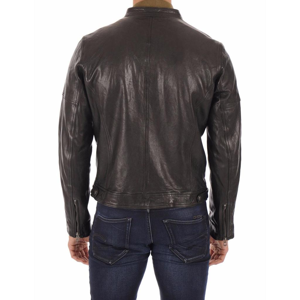 SkinOutfit Men's Genuine Lambskin Black Leather Jacket Stylish Motorcycle Bomber Biker Outerwear MJ 215