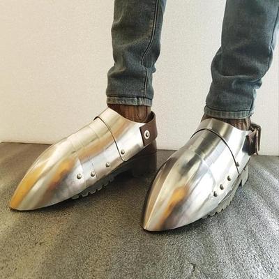 Средневековый стальной сабатон с обувью, пара, доспехи для косплея, SCA, LARP, боевые ботинки, пара доспехов, лучший подарок на Рождество, Новый год