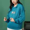 Li Ning Sports Fashion Series Logo Embroidered Group Print Loose Hoodie Unisex Hoodie Space-Blue AWDR471-2