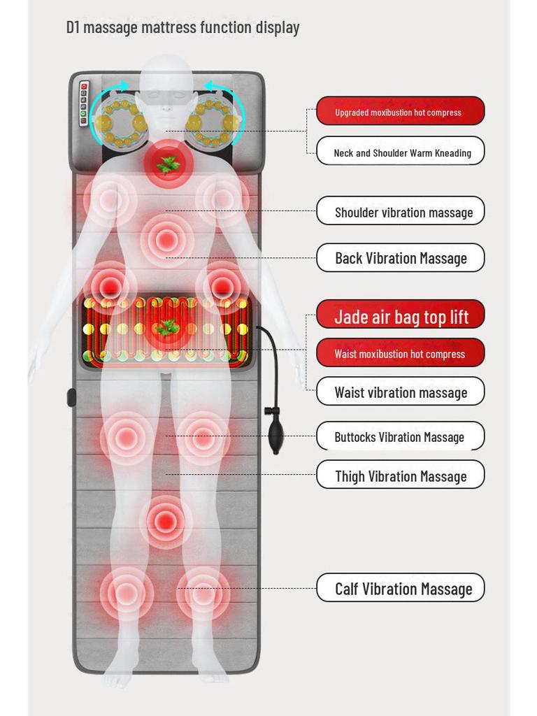 Массажная подушка с подогревом всего тела и воздушной подушкой для плеч, шеи и талии
