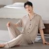 25 Пижама Мужская Летняя Модал Тонкая Прохладная С Коротким Рукавом Брюки Лиоцелл Домашняя Одежда Большого Размера Комплект