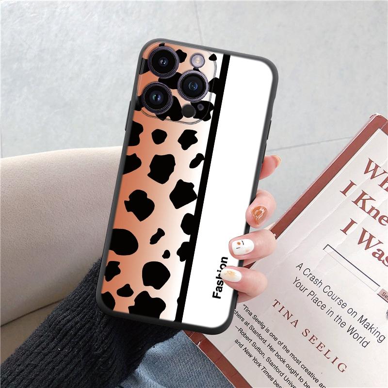 Модные мягкие чехлы для телефонов с леопардовым рисунком для iPhone 15 Pro 6 14 XS 13 Max XR 12 Mini 7 Plus X SE 8 11, противоударный бампер из ТПУ, черный чехол