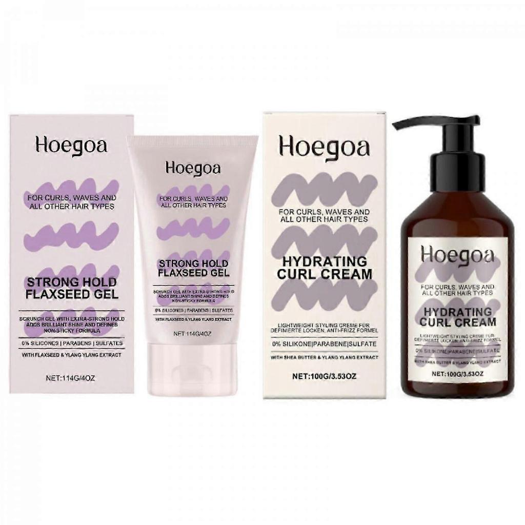 Strong Hold Curl Gel & Hydrating Cream Set for Defined, Smooth Curls