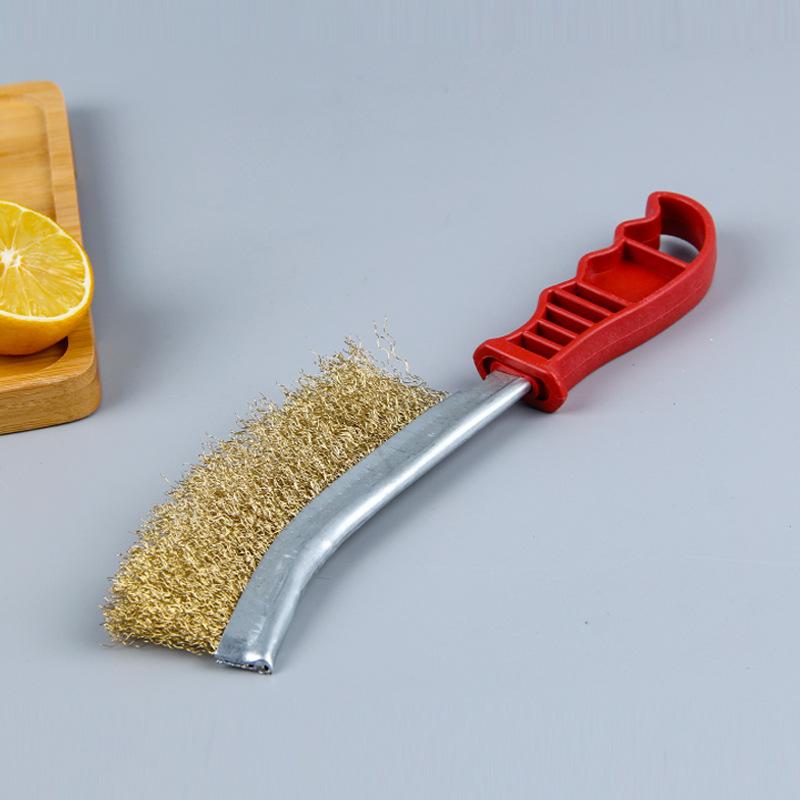 Щетка для чистки гриля-барбекю, щетка из стальной проволоки, красная пластиковая щетка для удаления ржавчины с медным покрытием, аксессуары для чистки сетки для барбекю