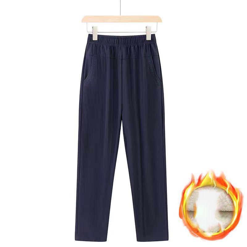 Oversize 8XL Women Trousers Solid Elastic High Waist Casual Pants Autumn Winter Female Straight Pants Mother Long Pants