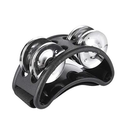 Ножной тамбурин ABS Металл 4 пары бубенчиков Нейлоновый ремешок Черный ножной барабан для взрослых детей