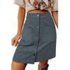 Women's Fashion Solid Color High Waist Corduroy Skirt Button Design Short Skirt