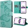Protective Case - Samsung - Galaxy A34 5G - Leather Effect - Green - Printed Butterflies