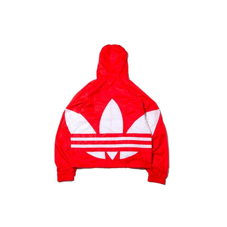 adidas Оригинальная толстовка с логотипом в виде большого трилистника, мужская спортивная одежда, красный FM7076