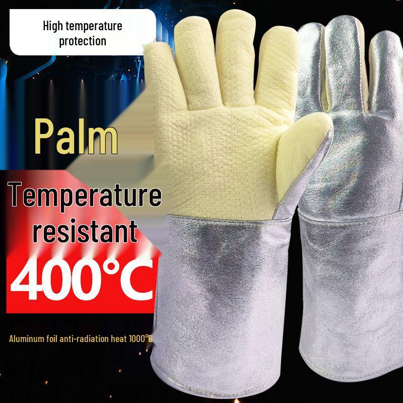 Жаростойкие 500°F перчатки для барбекю и выпечки, с алюминиевой подкладкой, защищающие от ожогов, утолщенный пятипалый дизайн