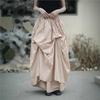 Women Vintage Irregular Skirts Elastic Waist Solid Color Summer Fold Female Skirts