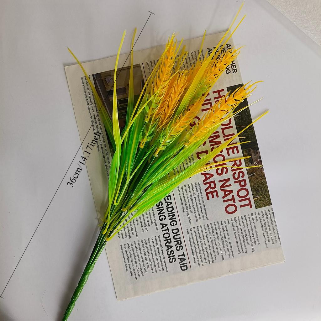 3Pcs Simulation 7-pronged Golden Wheat Ears Rice Barley, for Wedding Banquet Festival Home Party Decoration