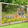 2D plane 1 piece - Horizontal banner fabric with a tiger-striped yellow flower background suitable for home decoration