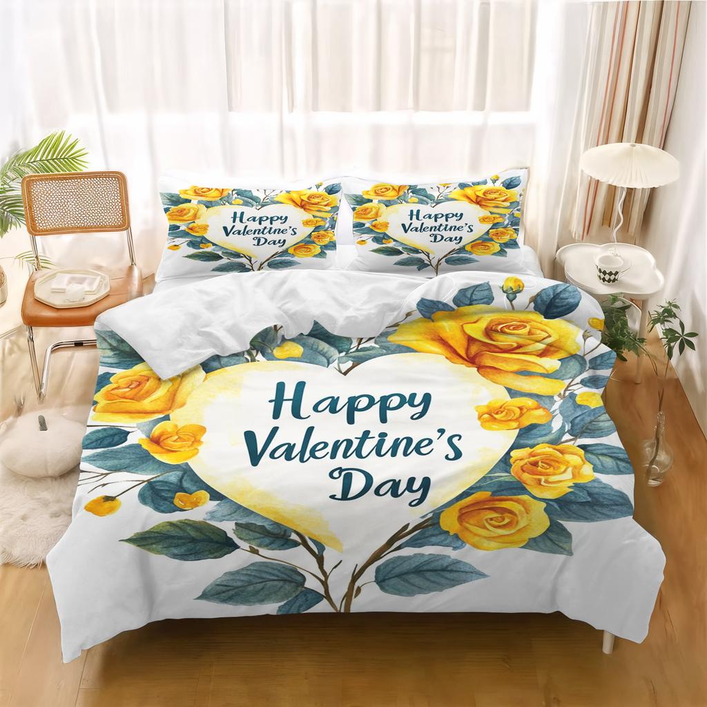 Rose FLower Cartoon Duvet Cover Home Printed Pillowcase Set Adult Bedroom Children Comforter Bedding