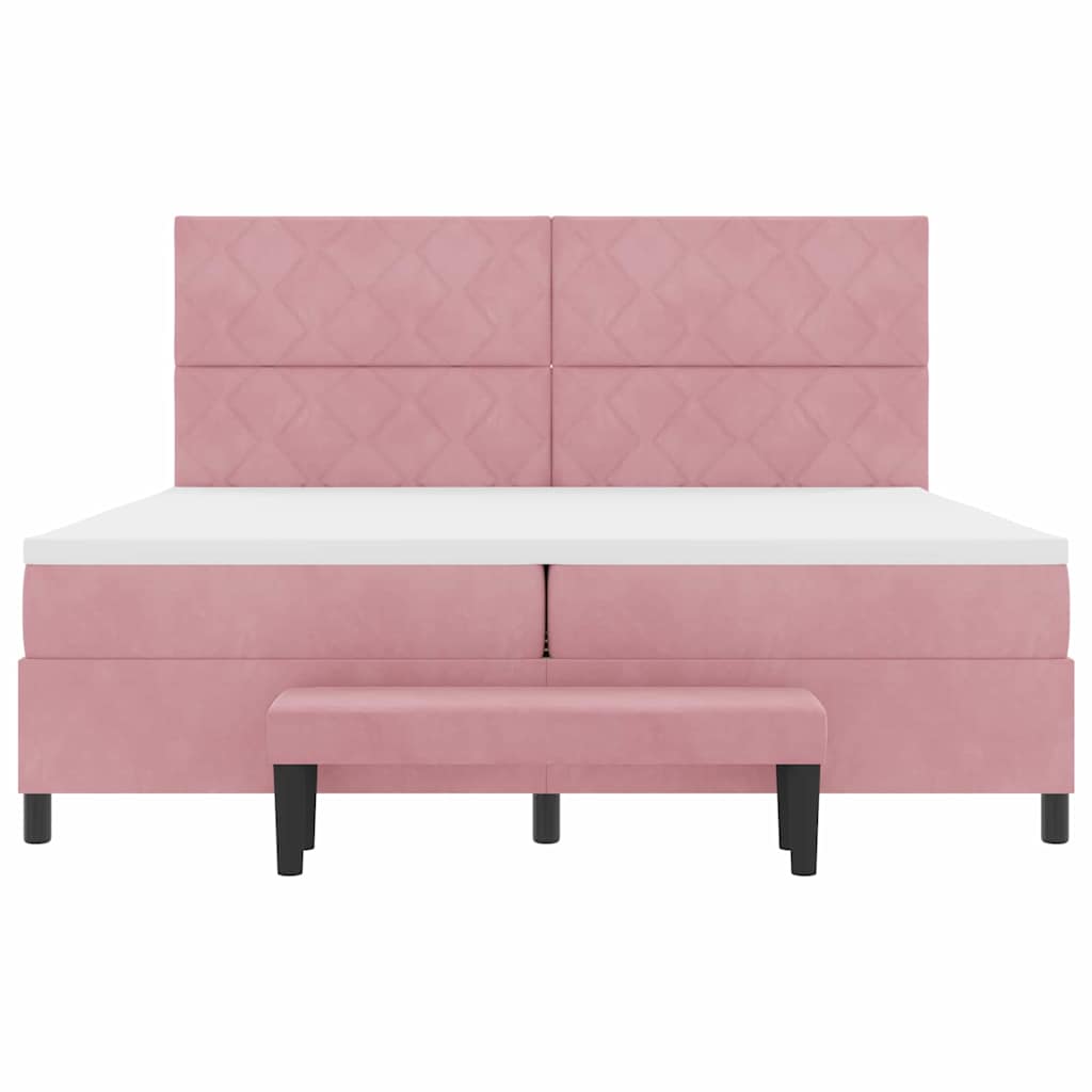Box Spring Bed with Headboard Pink 200 x 200 cm Velvet