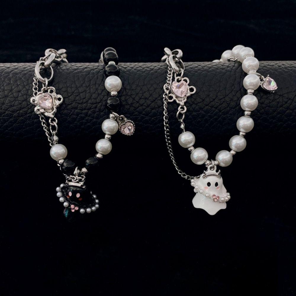 2 шт. Жемчужные браслеты на Хэллоуин для пары, Смешной браслет с подвеской в виде привидения, Друзья